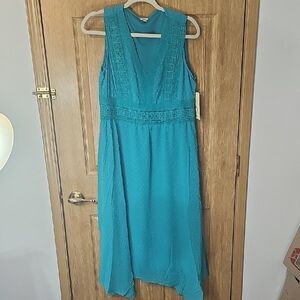 Reba Teal Sleeveless High Low Dress